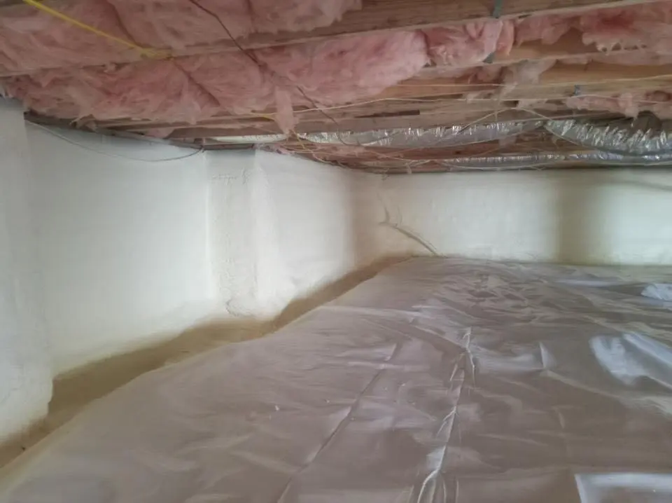 Crawl space encapsulation with closed-cell spray foam for Storm Damage Roof Repair in East Chicago